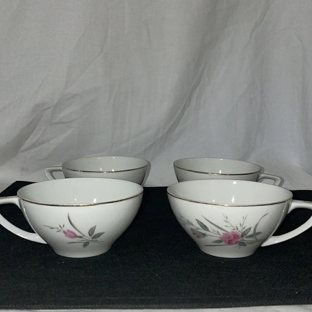 8 set golden rose fine china teacups and saucers